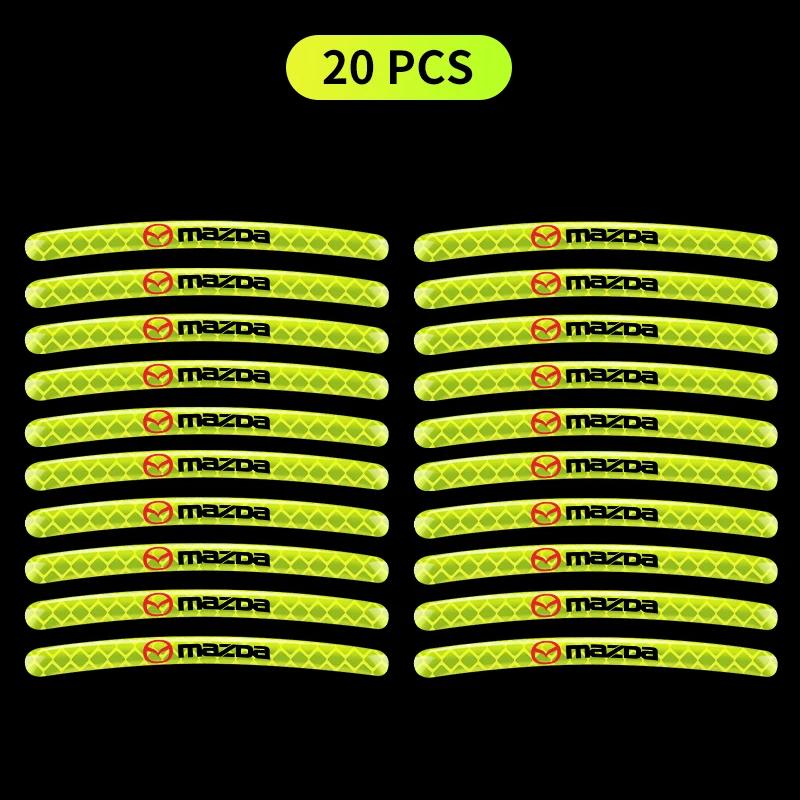 5/10/15/20Pcs Car Motorcycle Wheel Reflective Strips Colorful Hub Stickers For Mazda CX-3 Bk CX-5 MS Speed 5 6 2 3 CX30 MX-5