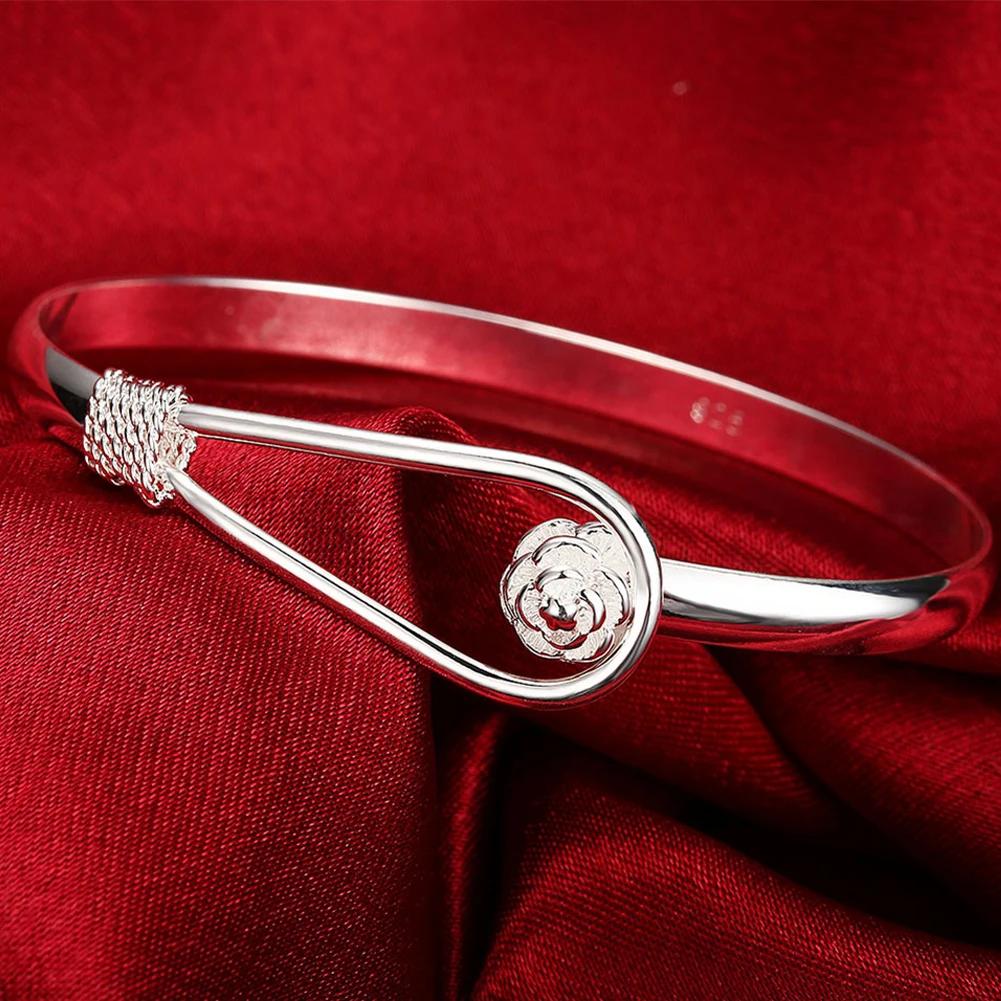 Bracciali Trendy in Argento 925 Braccialetto Charms Carini Aperti per Donne Gioielli di Moda Regolabile Dimensioni Bracciale Manicotto Festa di Matrimonio