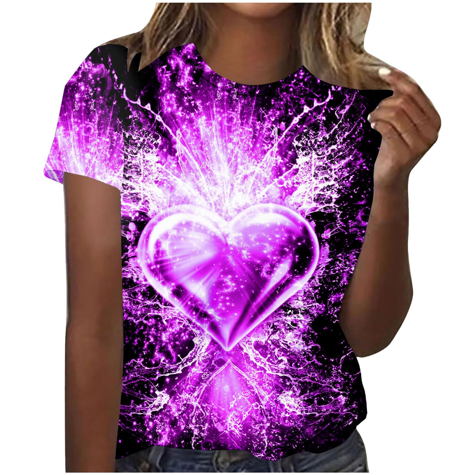 

Жіночі футболки з коротким рукавом та круглим вирізом, надруковані в 3D та розфарбовані 6XL