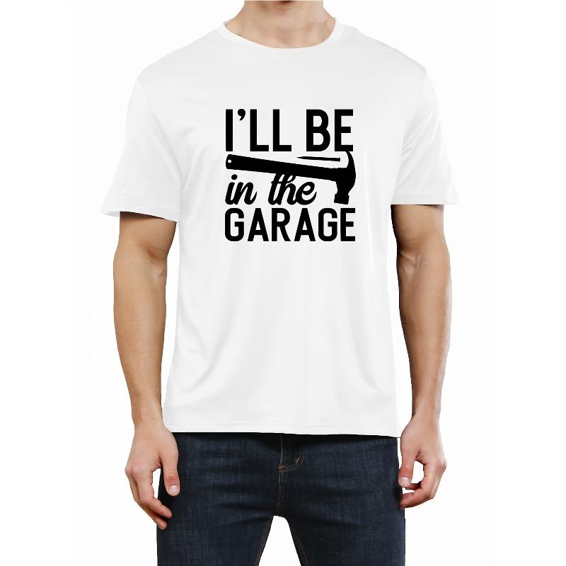 European sizes Mens Garage Print Tee Shirt - Comfortable & Lightweight Short Sleeve Graphic Tee for Summer Casual Wear