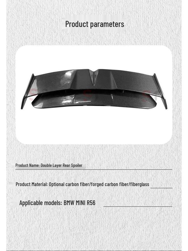 BMW MINI R56 Carbon Fiber Double Layer Rear Roof Spoiler - Modified Aerodynamic Car Accessory