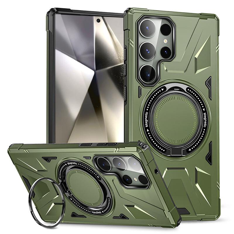 

For Magsafe Shockproof Ring Holder Phone Case For Samsung Galaxy S24 S23 Ultra Plus FE Armor Wireless Charging Magnetic Cover S24