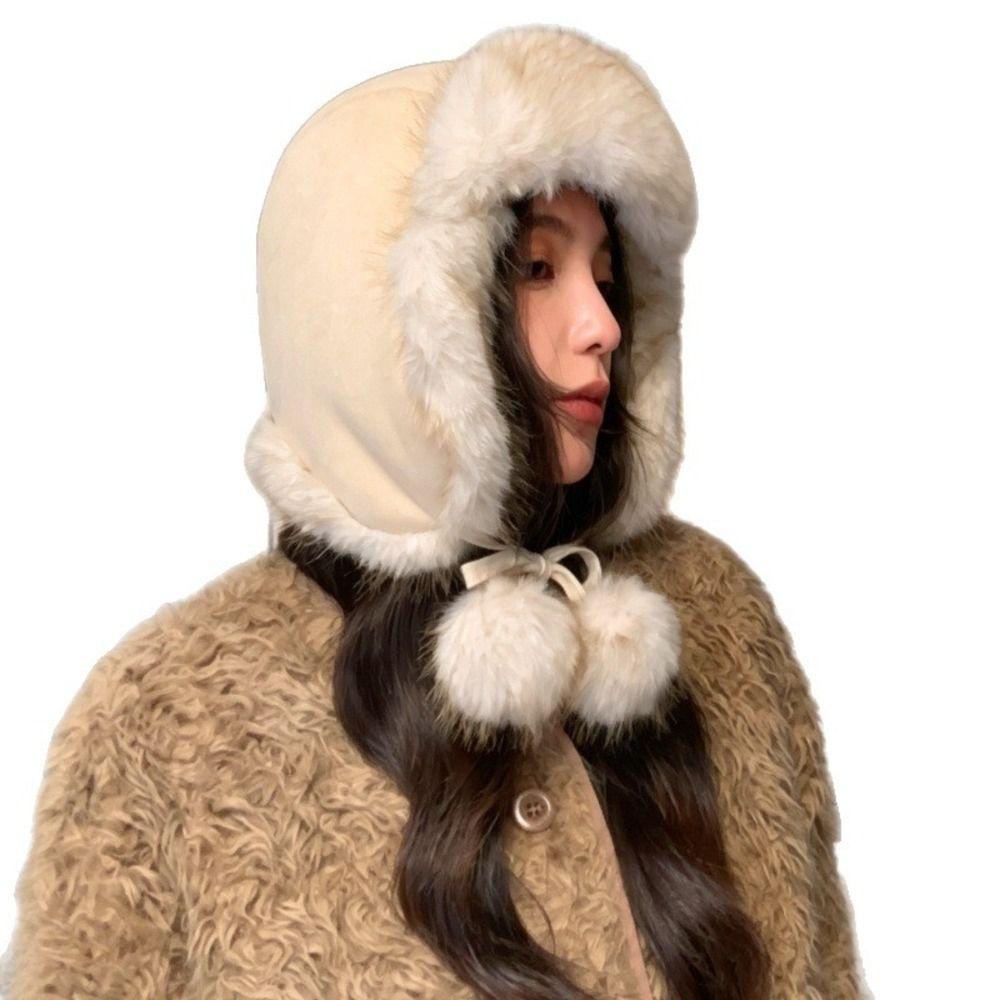 Windproof Fleece Lined Trapper Hat Pom Poms Winter Cycling Hat Ear Flap Ushanka Hat Winter Season