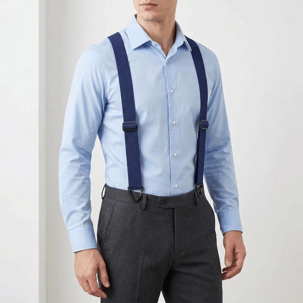 With 3 Gripper Clasps Work Suspenders 3.8cm Wide Elastic Pants Braces  Suit Accessories