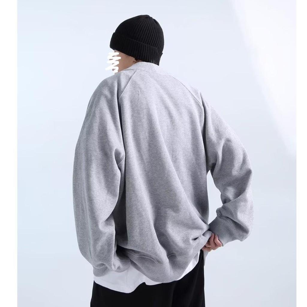 Large Size V-neck Sweater Jacket Men's Autumn and Winter Design Sense Loose Silhouette Big Sweater Casual Long-sleeved Top Tide