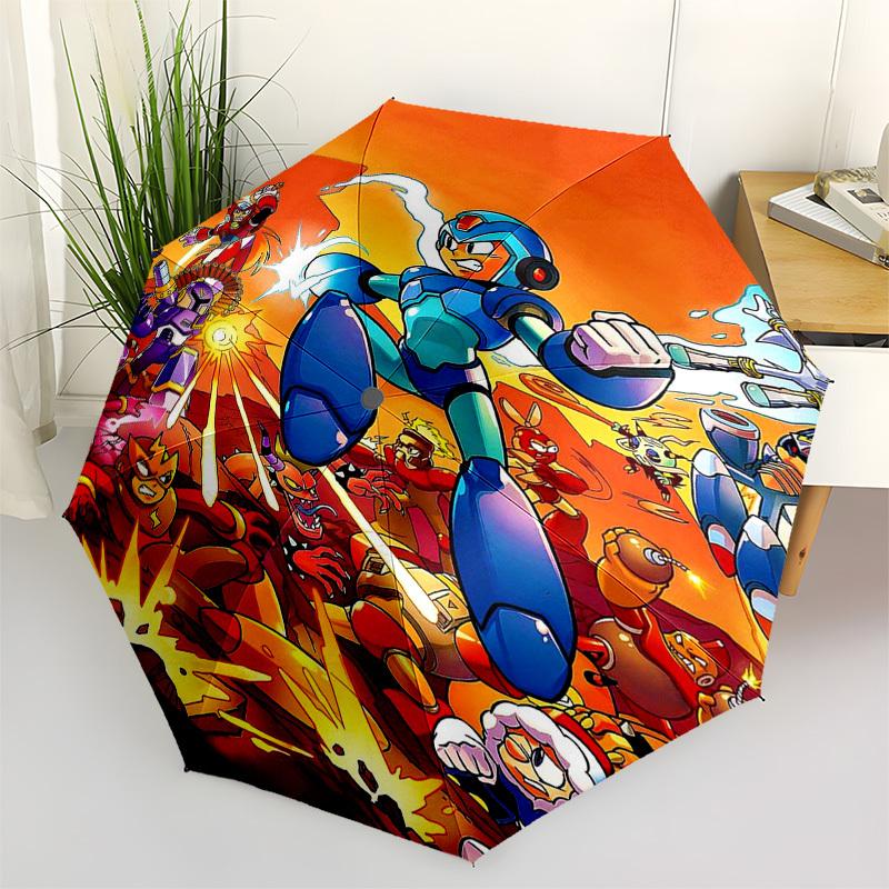 

1pc Mega Man Automatic Folding Umbrella, 8-Bone Iron Frame, Portable Design for Outdoor Use, Ideal Gift for Fans and Travelers.Y078