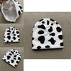 Knit Hat For Women With Cow Pattern Warm Winter Beanie For Outdoors