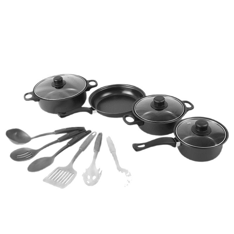 13-Piece Non-Stick Cookware Set: Soup Pot, Stew Pot, Frying Pan - Neutral Color