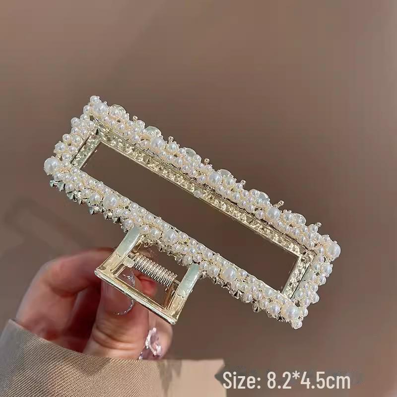 High-End Women's Rhinestone Hair Shark Clip - Large, Stylish, and Trendy Hairpin