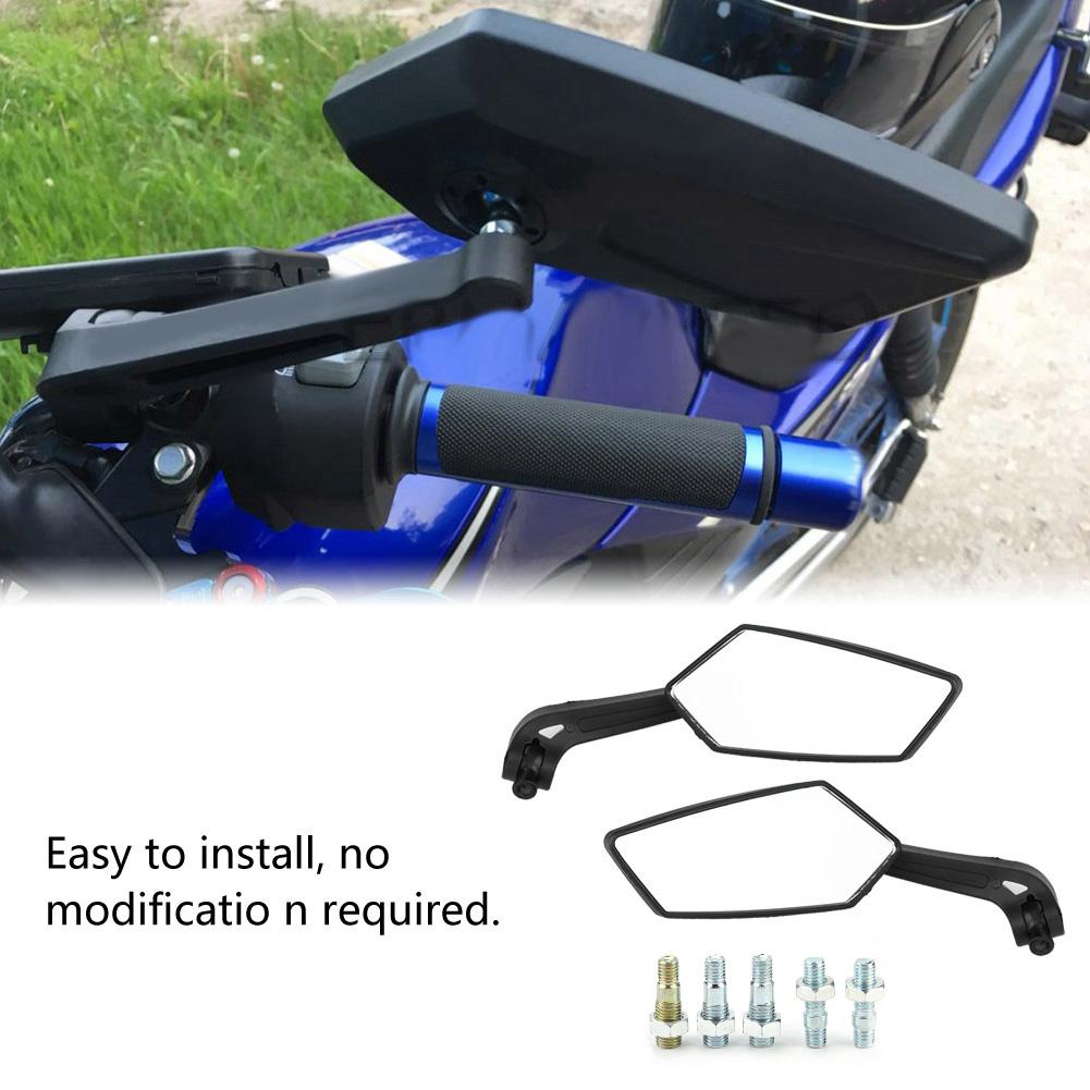 2 pcs Set Motorcycle Black l bar & R Bar Retro Side Rearview Mirror