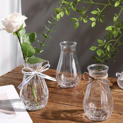 Jarrón de plástico transparente de 15 cm, jarrón decorativo para flores, soporte para plantas, jarrón moderno para centro de mesa, estilo diamante, para el hogar, bodas y fiestas.