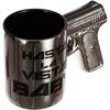 Tasse - terminator - slogan culte - poignée pistolet - céramique argentée - 50 cl