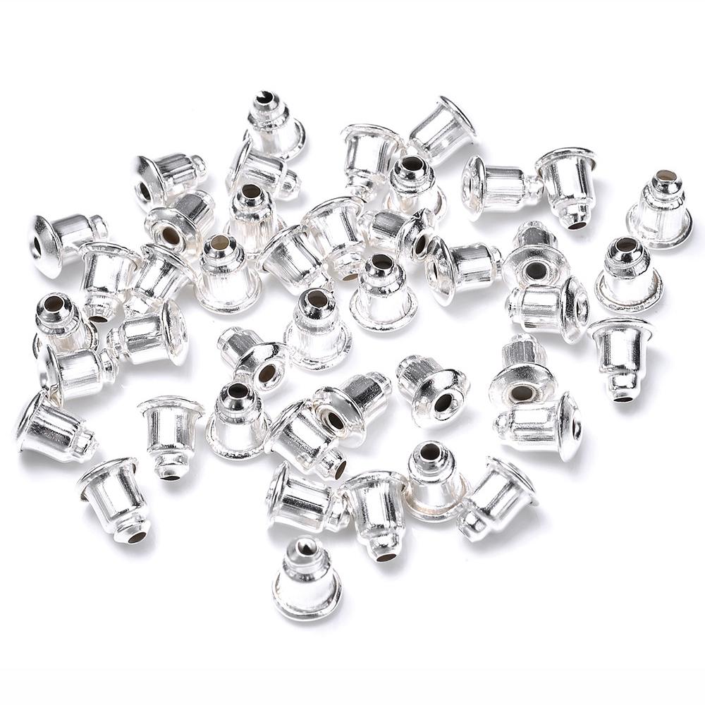 

50-200pcs Earring Studs Backs Stopper Scrolls Ear Findings DIY Blocked Caps Earring Backs Stoppers Ear Accessories Supplies 50 pcs срібний