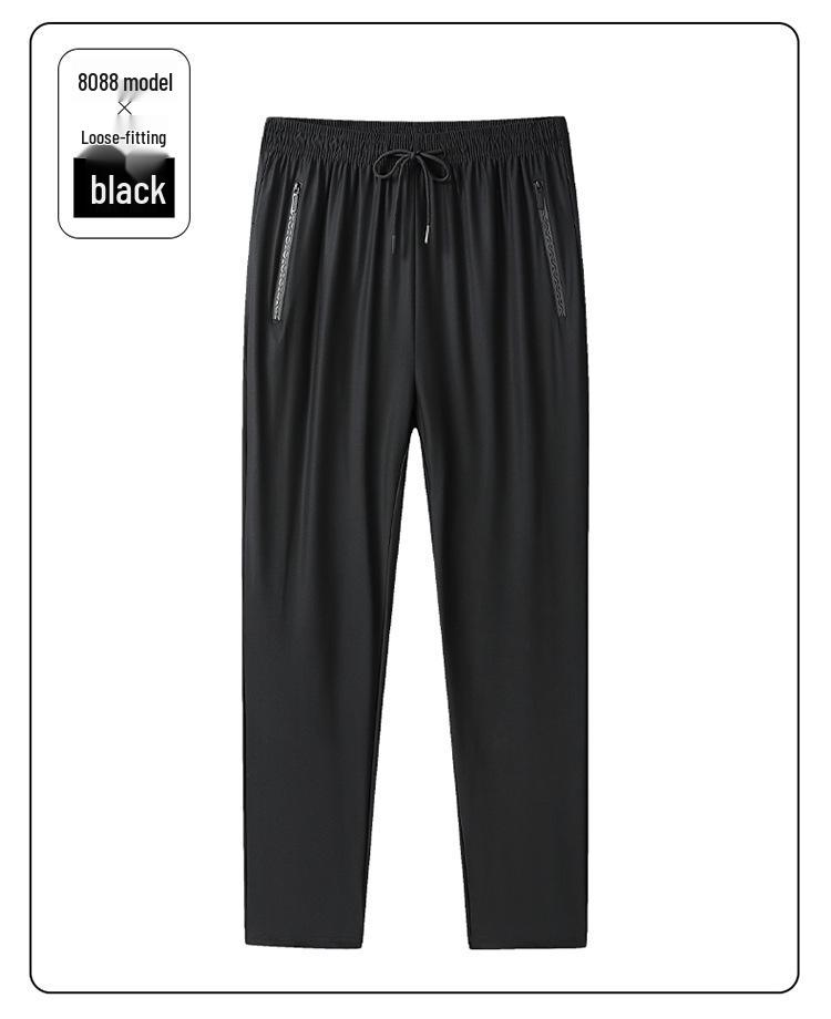 Pánské rychleschnoucí kalhoty z ledového hedvábí - Letní, prodyšné, vysoce elastické, volného střihu, sportovní kalhoty s manžetami