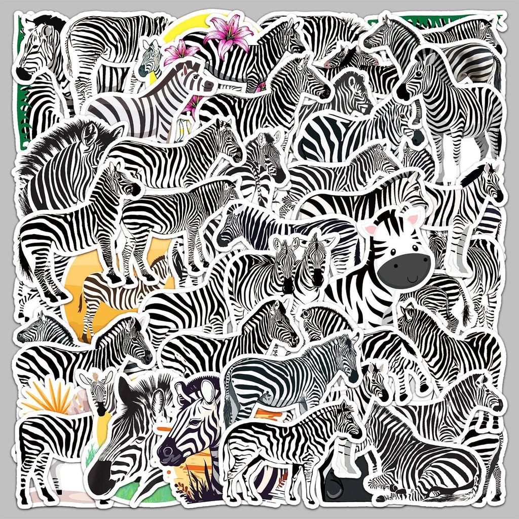 50 Sheets of Cute Zebra Cartoon Animal Stickers: Waterproof for Kids' Diaries, Phone Cases, and Luggage Decoration