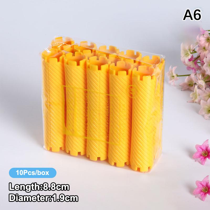 10pcs DIY Heatless Lengthened Hair Roller Stick Perm Tools Hollow Design Spiral Hair Curler Magic Curls Curly Hair Styling Kits