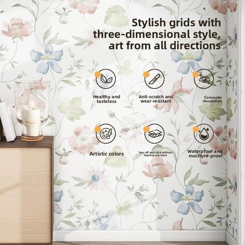 Self-Adhesive Waterproof Wallpaper Anti-Mold Washable Print Non-Slip Wear-Resistant Bedroom Living Room Accent Wall Decor