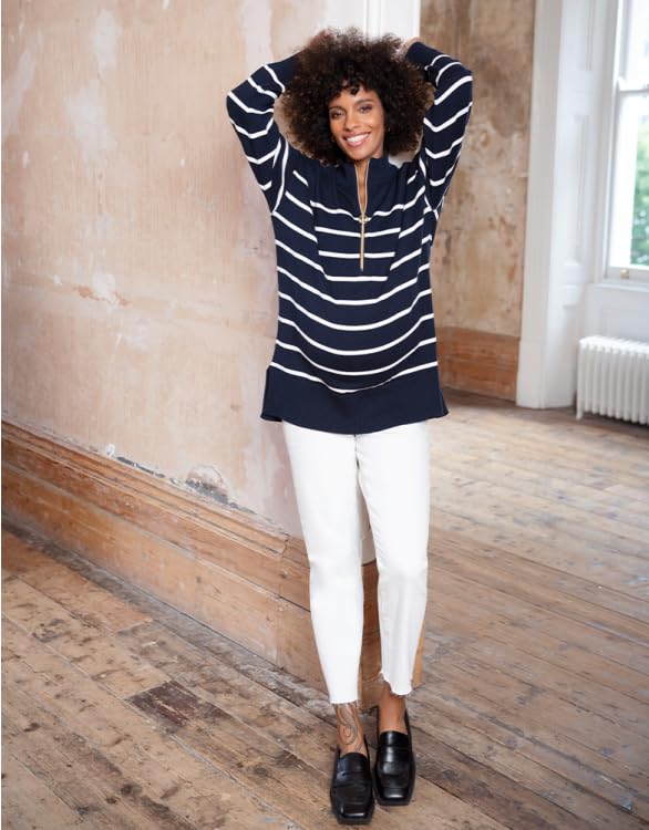 Pullover Sweater Zip Cotton Maternity Sweater EVELINA [Serafin] Women's