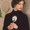 Portable Oval Hand Mirror Handheld Cosmetic Mirror Vintage Handle Makeup Mirror  Gift