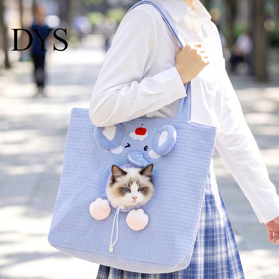 Lightweight Pet Tote for Daily Commute Portable Cat Carrier Purse, Breathable Bag with Adjustable Head Ventilated Polyester Pets Hole, Canvas