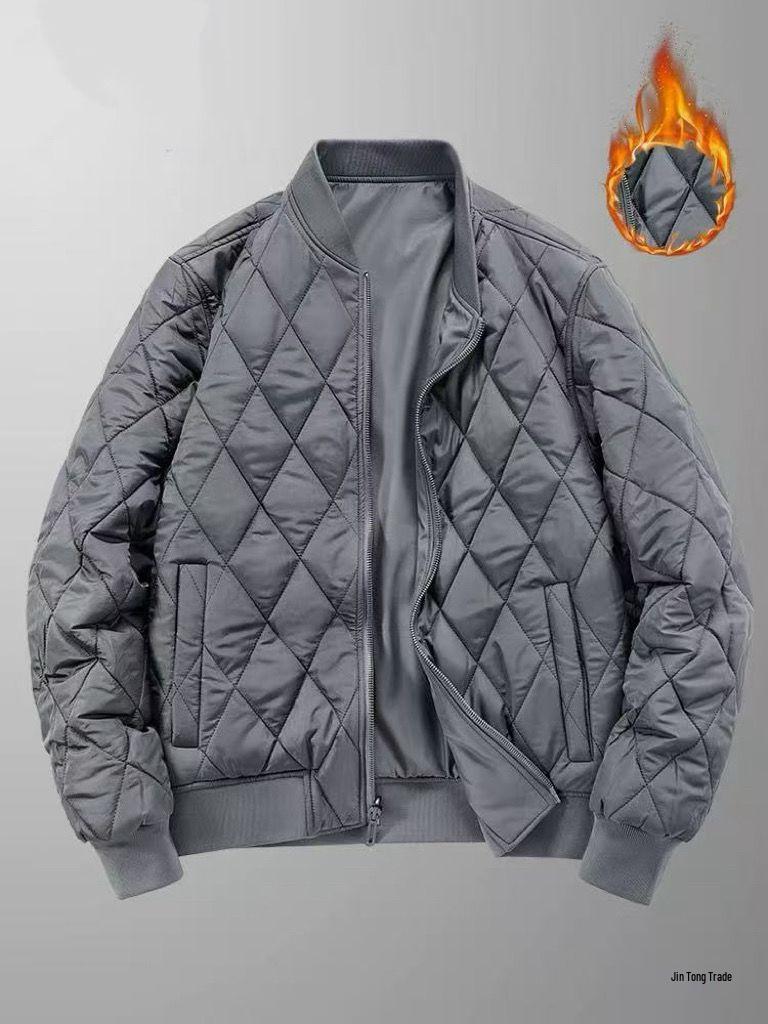 Pánská ležérní volná bavlněná bomber bunda s baseballovým límcem - Podzim/Zima 2025