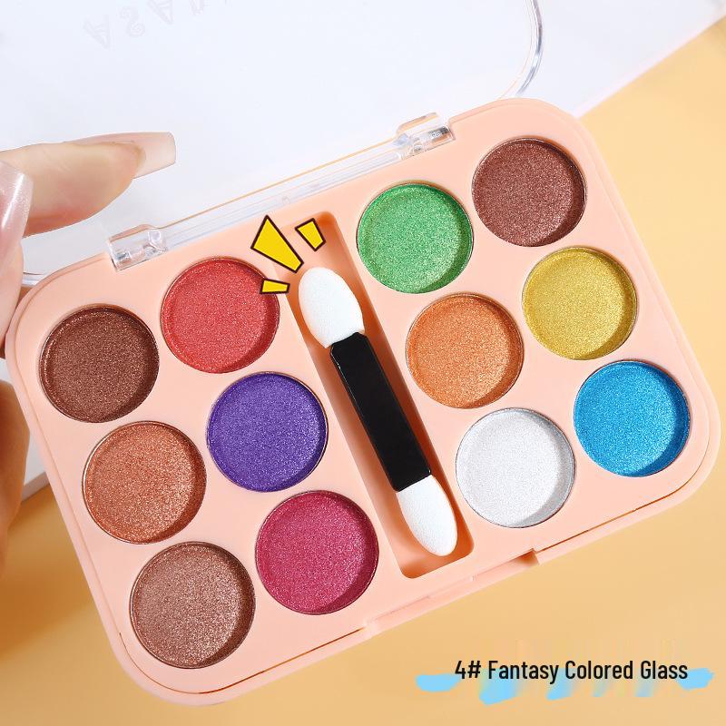 Children's Day Sparkling Eyeshadow Palette - Pearlescent Glitter In Blue, Green, Purple for Stage Makeup