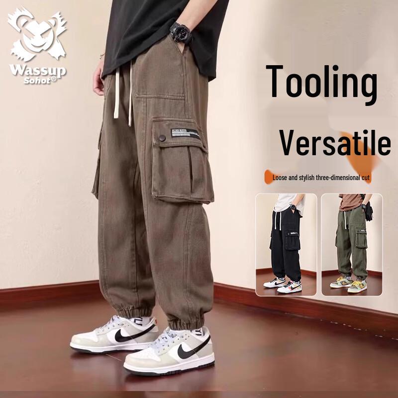 Wassup Sohot Men s Multi-Pocket Cargo Pants M