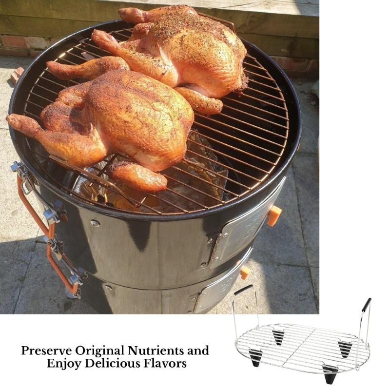 Adjustable Cooking Rack with Silicone Feet Slow Cooker Rack Stainless Steel Texture Suitable for 8.5 Quart Slow Cooker