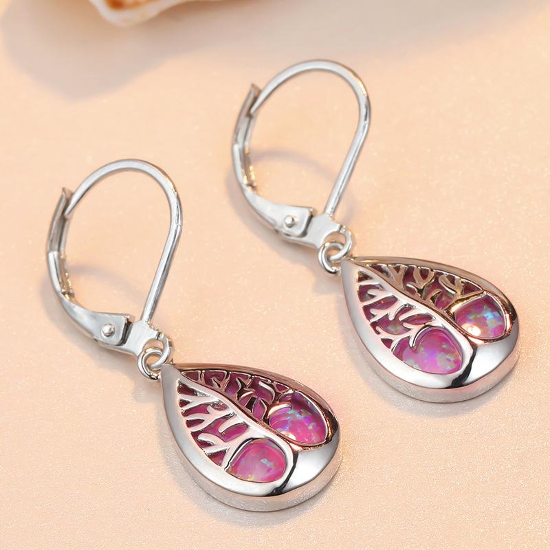 Cercei Europeni și Americani Alb Arborele Vieții în Formă de Picătură în Formă de Frunză Închizătoare cu Clip Stilat și Versatil pentru Femei