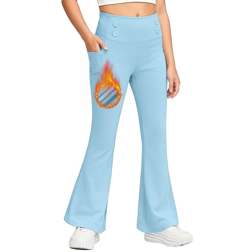 Children's Fashionable Color Cute Girls Casual Sports Yoga Pants Cropped Pants Leggings