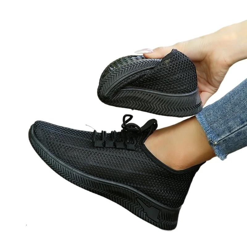 Fashion Shoes Female Hot Sale Lace Up Women's Vulcanize Shoes Autumn Breathable Mesh Solid Solft Sole Casual Comfortable Walking Shoes