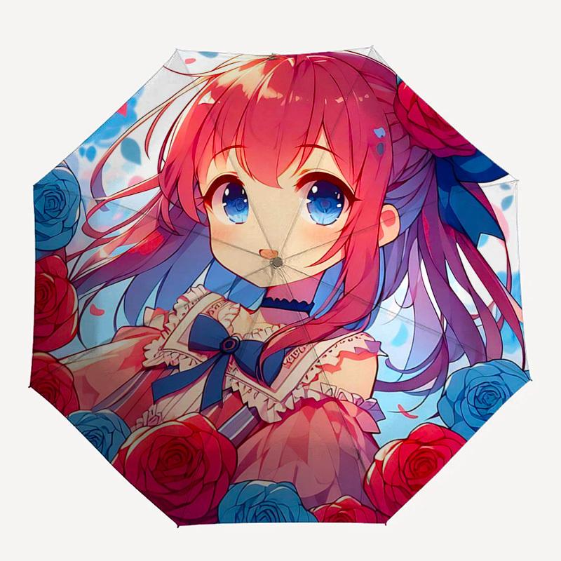 1pc Rose Garden Folding Umbrella Auto-Open Close, Portable Design, Iron Frame, Outdoor Use, Gift for Fans & Travelers, Suitable for Daily Use.L027