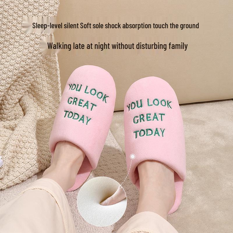 Premium Striped Knitted Cotton Slippers - Non-Slip, Silent, Warm Plush for Couples, Perfect for Autumn & Winter Indoors.