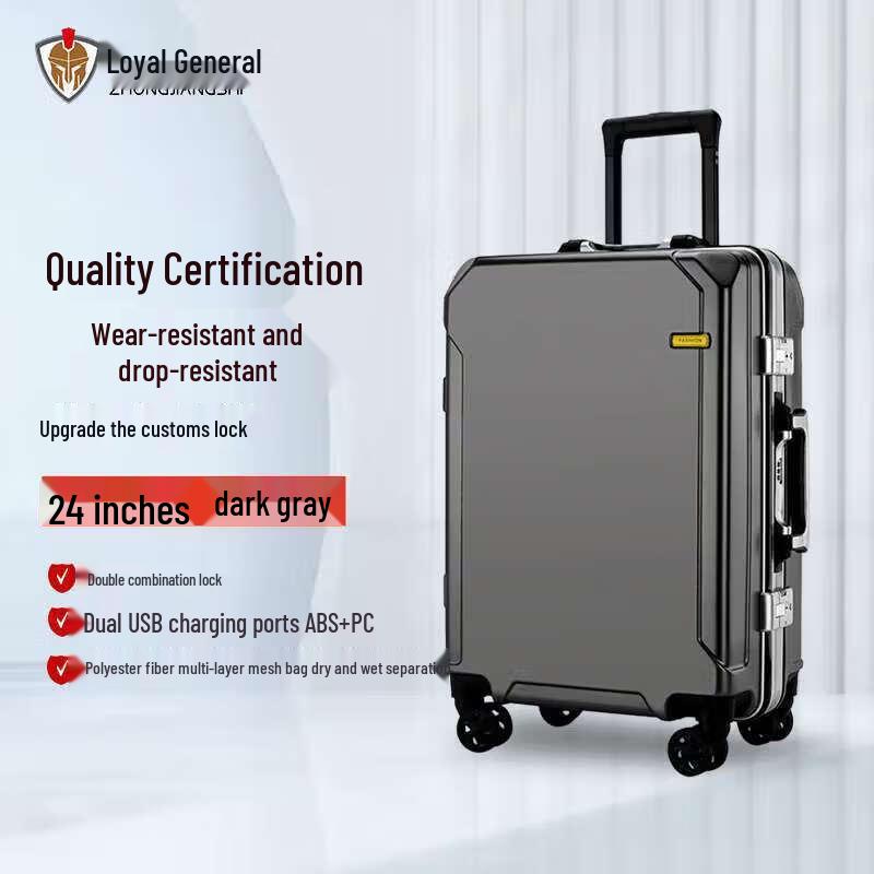 Multi-functional 24-inch Aluminum Frame Spinner Luggage