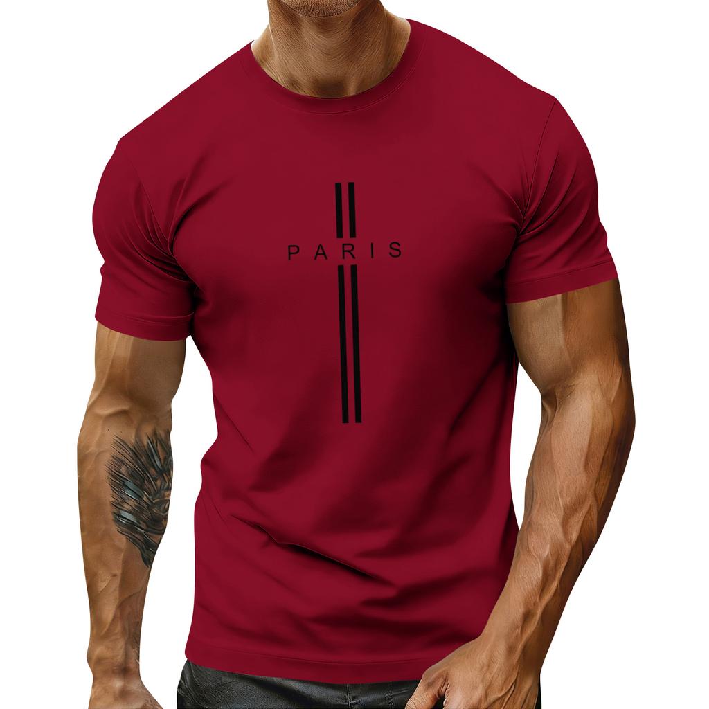 Herren Feiertags-Print Rundhals Kurzarm Top Lässiges Sportoberteil