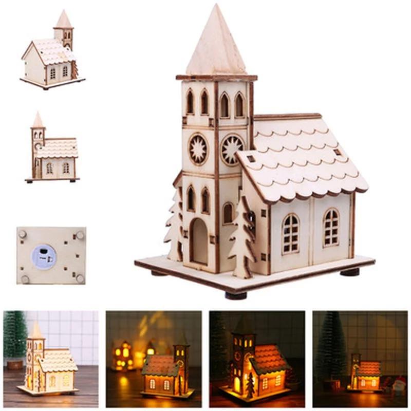 Luce LED per Festival Decorazione in Legno Casa Decorazioni Albero di Natale per Decorazione Casa Casa in Legno Regalo Fai da Te Decorazione Finestra