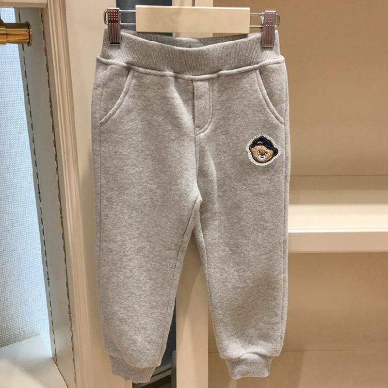

2025 Флисовые спортивные штаны с манжетами для мальчиков - Теплая зимняя повседневная одежда для детей 105 cm серый