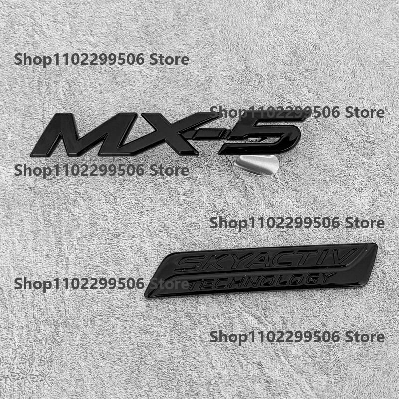 Rxlku10 Mazda MX5 Glossy Black ABS Front Grille Eemblem Rear Trunk Badge Letters Sticker For Mazda MX-5 Miata NC ND Logo Accessories