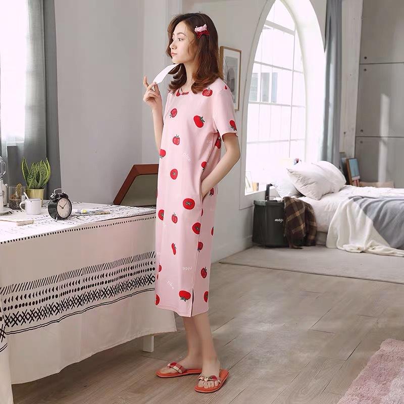 Girls' Summer, Spring and Autumn Short-sleeved Home Wear with Cute Cartoon Designs and Loose Style Pajamas and Nightgowns