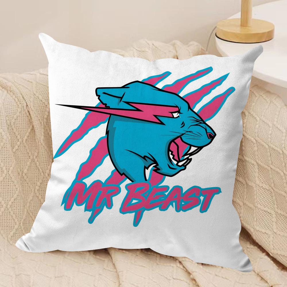 Funny MrBCute BBeasts Cushion Cover Short plush Doublesided Print Square Throw Pillow Covers Sofa Home Cushion Decor