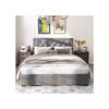 Lit rembourré - MUVOE - 140x200 cm - Gris - Sommier inclus - Espace de rangement optimisé