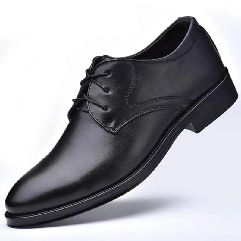 Fashion Men's Shoes Black Leather Formal Shoes for Men Oxfords Male Wedding Party Office Business Shoe Man zapatos de hombre Plus Size