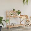 VidaXL Potting Bench with Trellis, Plant Stand with Hooks and Drawer, Garden Patio Potting Table, Wood 368428