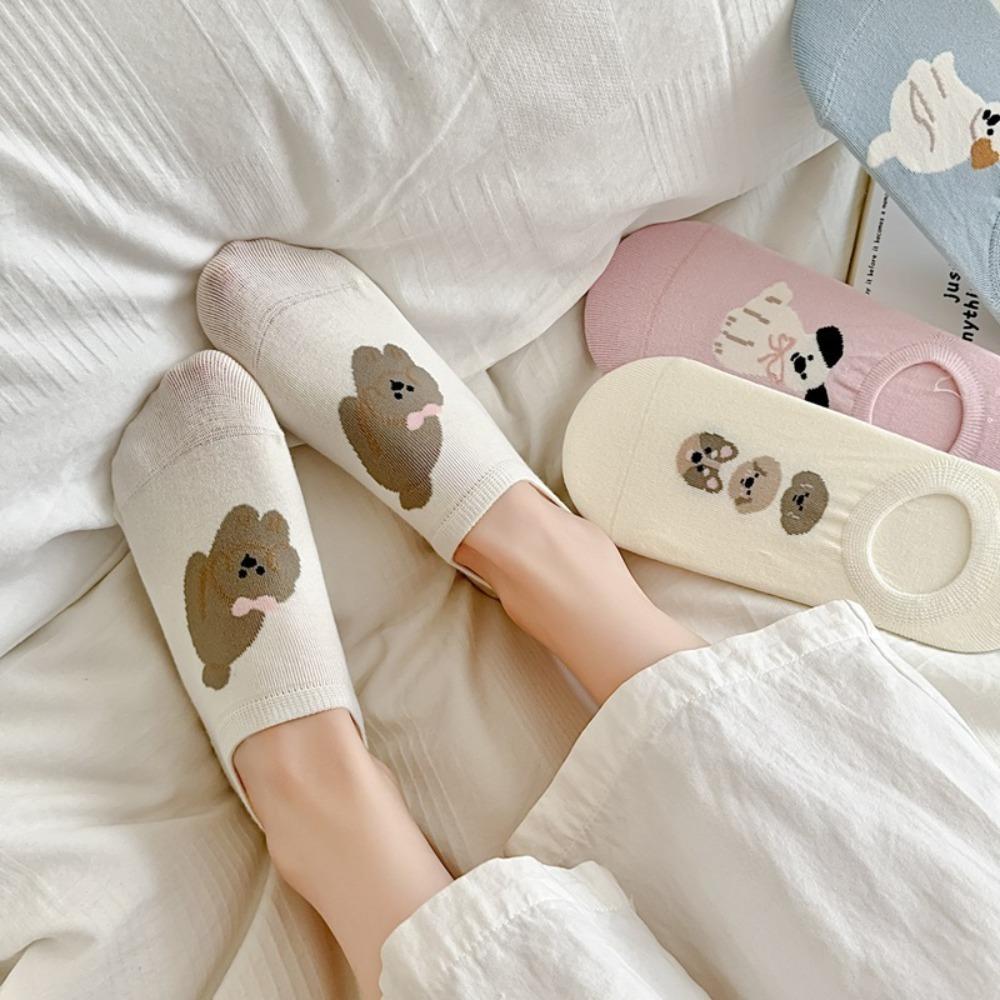 

Cotton Invisible Dog Boat Socks Non-slip Cartoon Animal Cotton Socks Kawaii Girl
