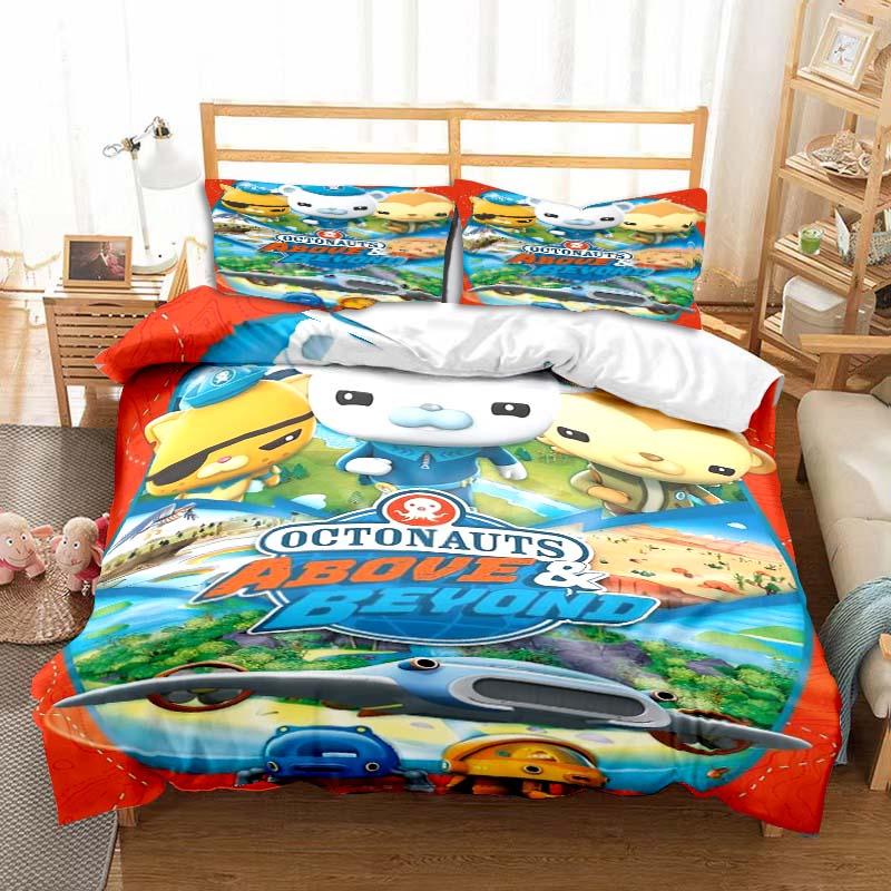 The Octonauts Cartoon Printed Bedding Set Children's Soft Duvet Cover Pillowcase Single Double Bed Queen Size Bedspread Kid Gift