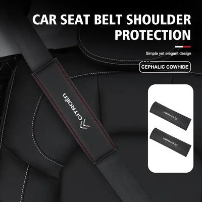 Leather Car Seat Belt Cover Shoulder Pad Interior Accessories For Jumper Celysee Cactus Picasso Aircross Saxo Grand