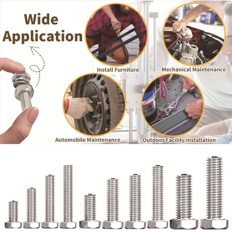 246PCS Hex Bolts Nuts Washers in Organized Storage Box Assembly Set Upgrades for Easy Access & Diverse Repair Needs