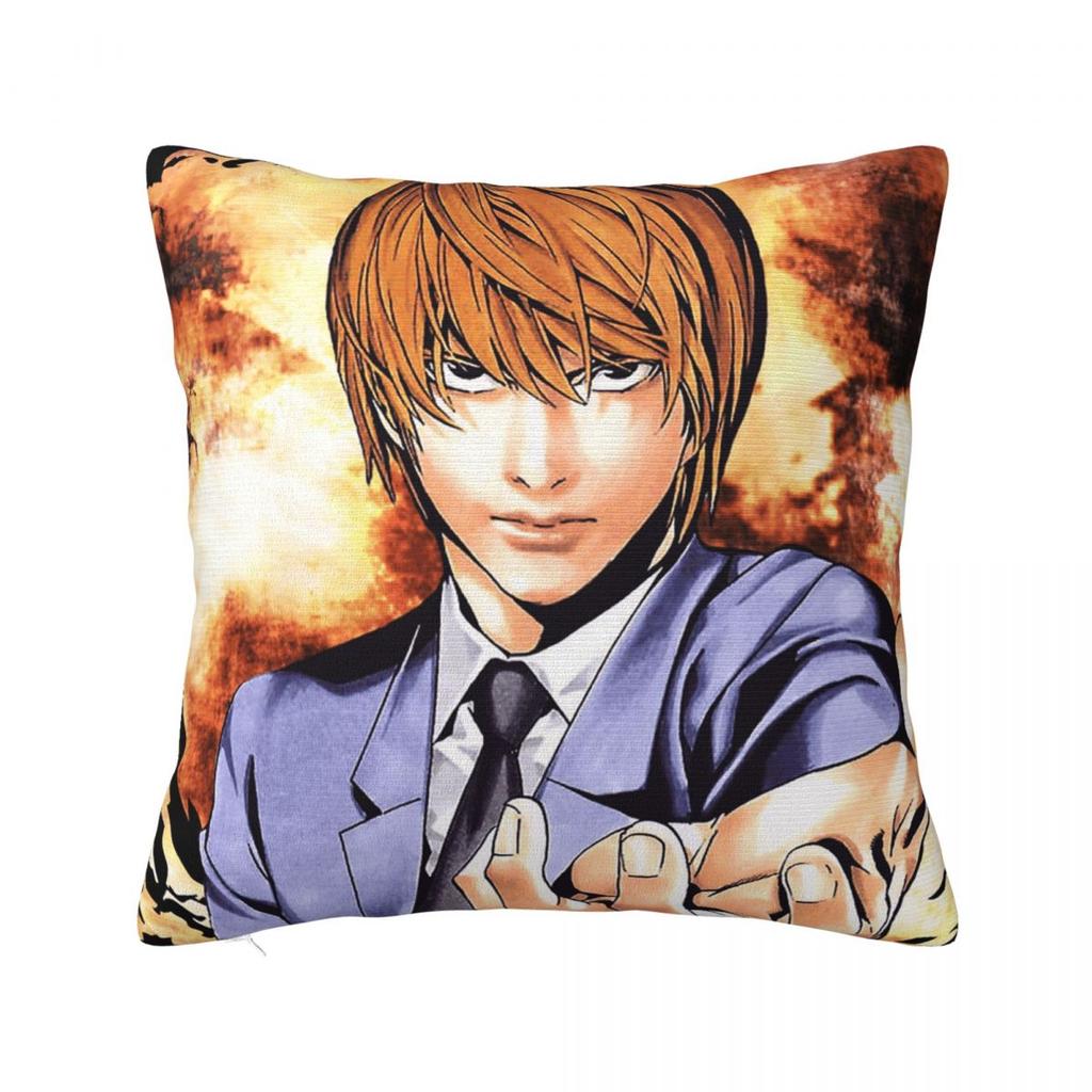 Death Note Manga Square Pillow Cases Anime Light Yagami Cushion Covers Zippered Decorative Pillowcase for Living Room 45x45cm