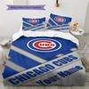 Name Custom Chicago Cubs Pattern Bedding Set Quilt Cover Pillowcase Home Decor Gift (1 * Duvet Cover + 2 * Pillowcase, Without Core)