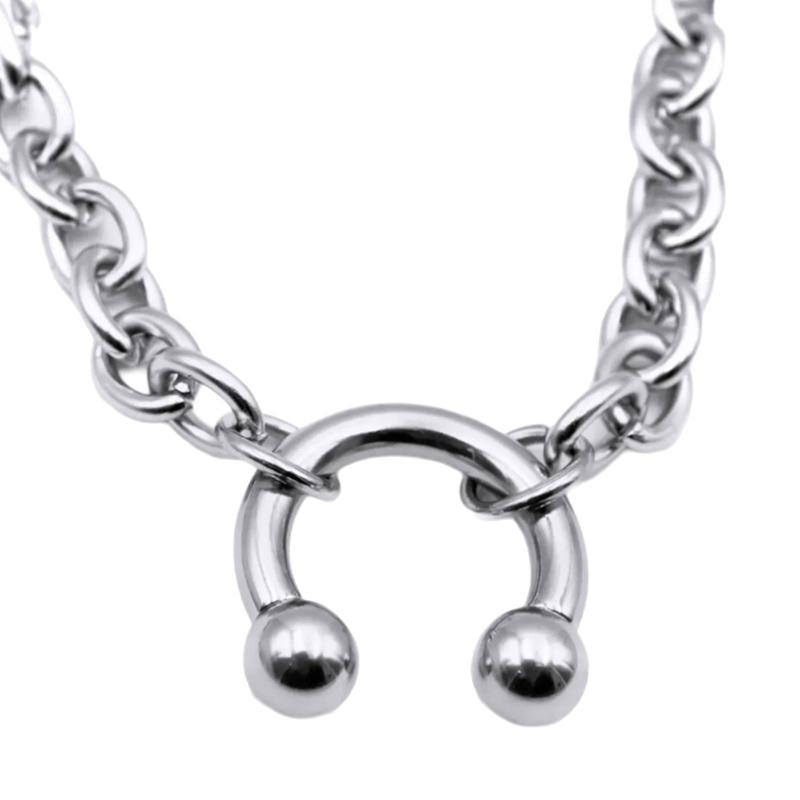 Geometric Nose Clip Collarbone Necklace Stainless Steel Adjustable Neck Chain Jewelry For Club Party Daily Wear